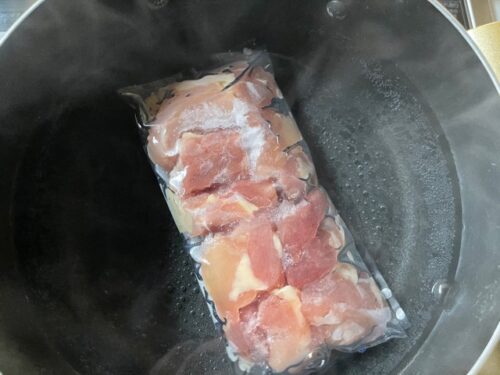 お湯による冷凍肉の解凍